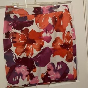 Red floral Ann Taylor loft skirt